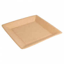 Paper Plate Biocoated Natual Square 23cm (400 Units)