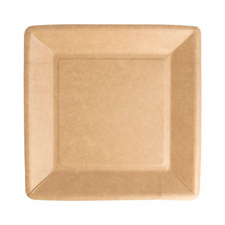 Paper Plate Biocoated Natual Square 18cm (20 Units) 