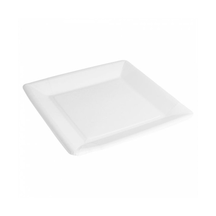 Paper Plate Biocoated White Square 18cm (20 Units) 
