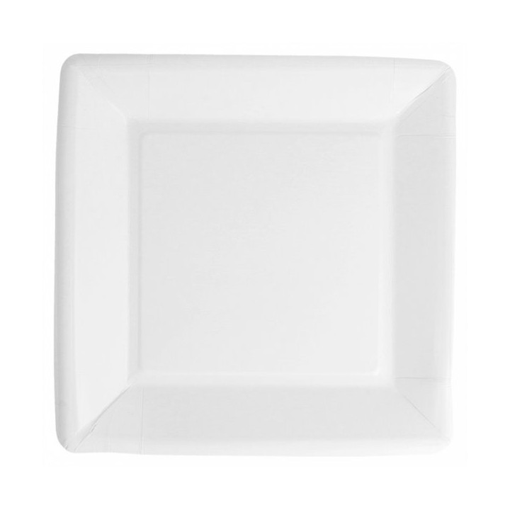 Paper Plate Biocoated White Square 18cm (20 Units) 