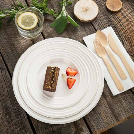 Sugarcane Plate Premium Wave White Ø18cm (600 Units) 
