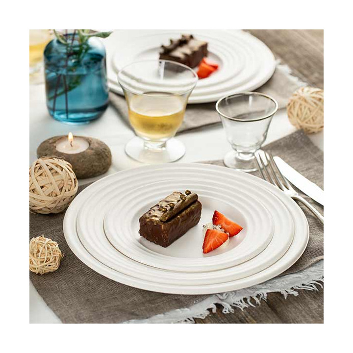 Sugarcane Plate Premium Wave White Ø18cm (600 Units) 