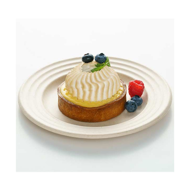 Sugarcane Plate Premium Wave Natural Ø18cm (600 Units) 