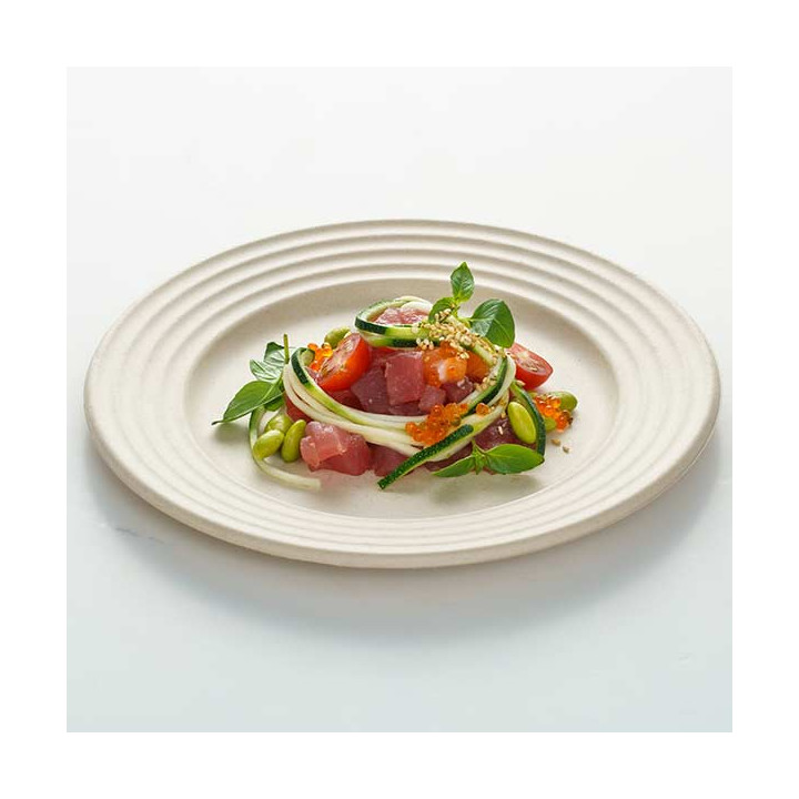 Sugarcane Plate Premium Wave Natural Ø23cm (500 Units) 