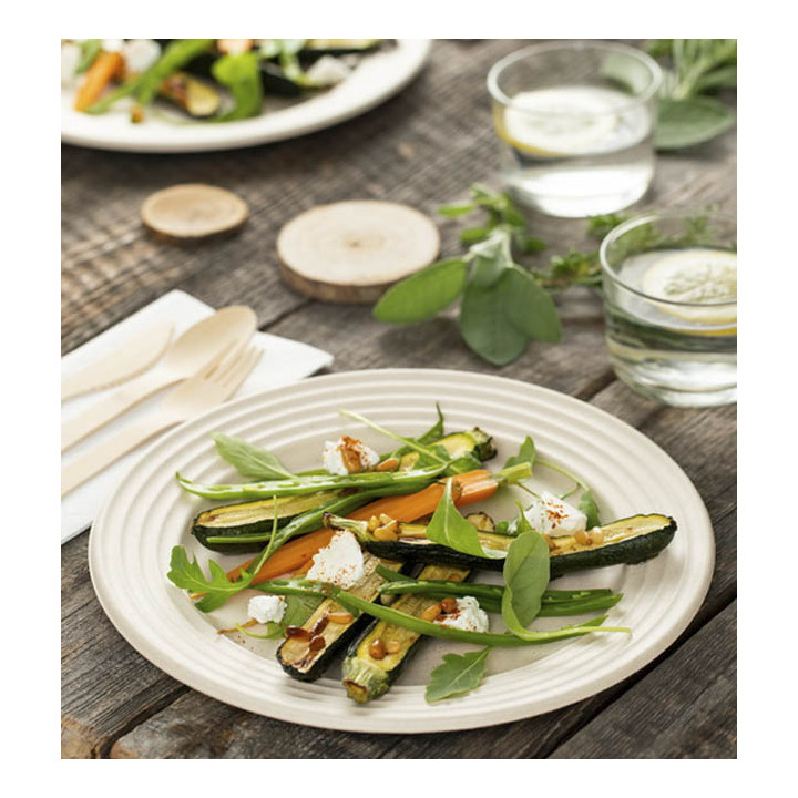 Sugarcane Plate Premium Wave Natural Ø26cm (50 Units) 