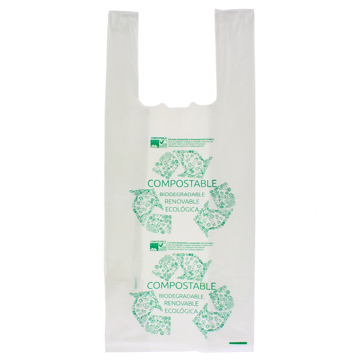 Plastic T-Shirt Bag 100% Biodegradable 35x50cm (2000 Units)