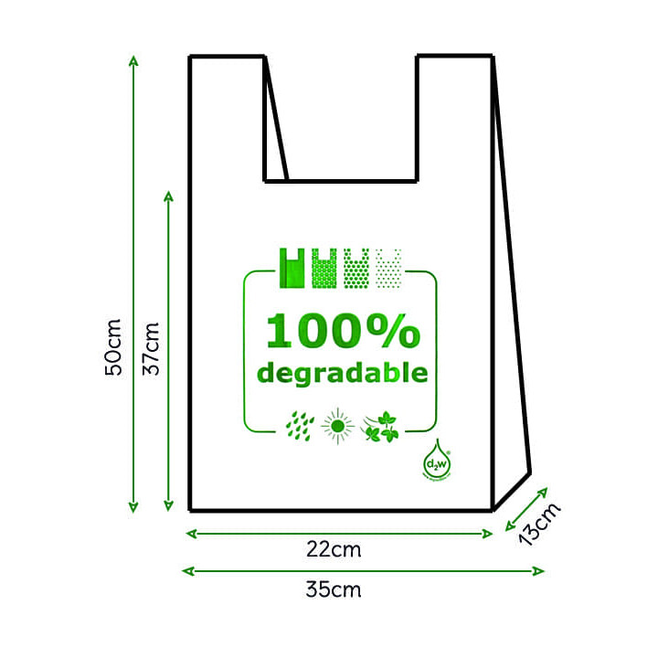 Plastic T-Shirt Bag 100% Biodegradable 35x50cm (2000 Units)