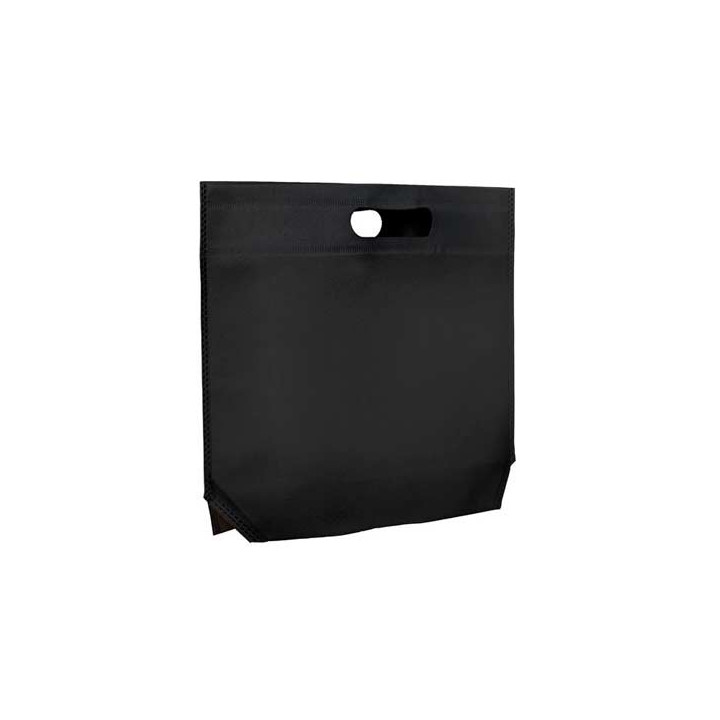 Non-Woven Bag with Die-cut Handles Black 34+8x26cm (25 Units)