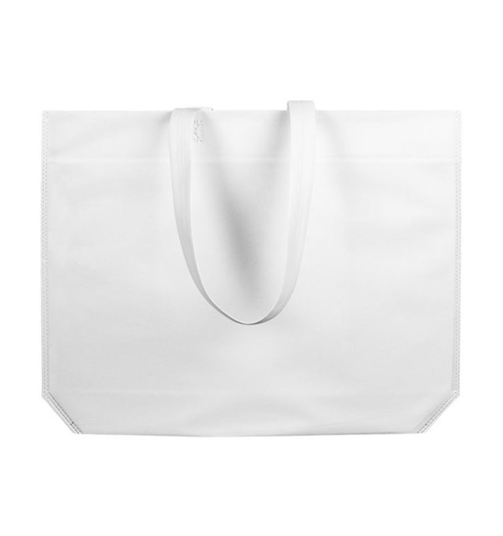 Non-Woven Bag with Long Handles White 48+10x35cm (25 Units)