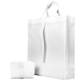 Non-Woven PREMIUM Foldable Foldable Bag with Short Handles White 40+15x40cm (150 Units)