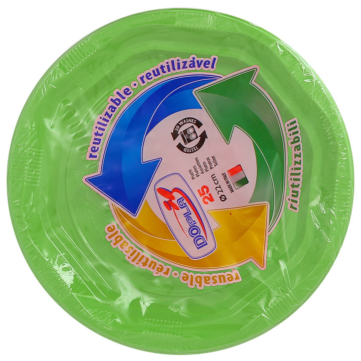 Plastic Plate Deep Round shape Octogonal Yellow Green Ø22 cm (250 Units)