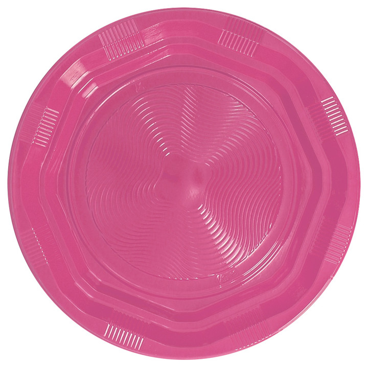 Plastic Plate Deep Round shape Octogonal Pink Ø22 cm (25 Units) 