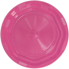 Plastic Plate Deep Round shape Octogonal Pink Ø22 cm (250 Units)
