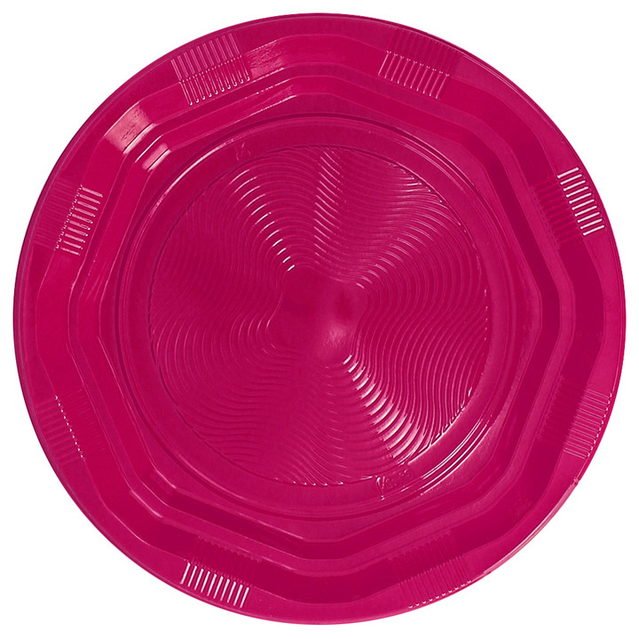Plastic Plate Deep Round shape Octogonal Fucsia Ø22 cm (250 Units)