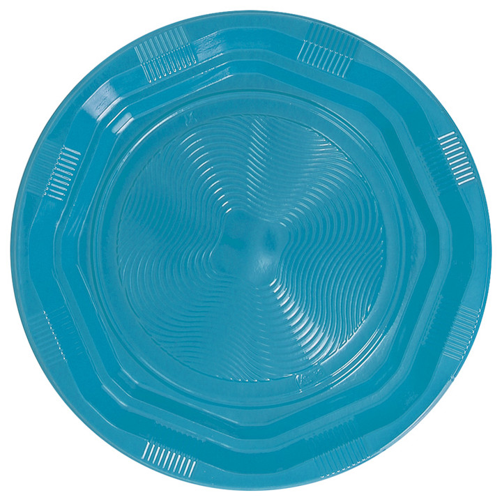 Plastic Plate Deep Round shape Octogonal Light Blue Ø22 cm (25 Units) 