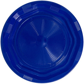 Plastic Plate Deep Round shape Octogonal Blue Ø22 cm (25 Units) 