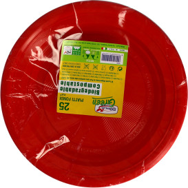 Plate PLA Flat Red Ø22 cm (25 Units) 