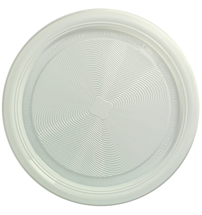 Plastic Plate PLA Flat White Ø22 cm (25 Units) 