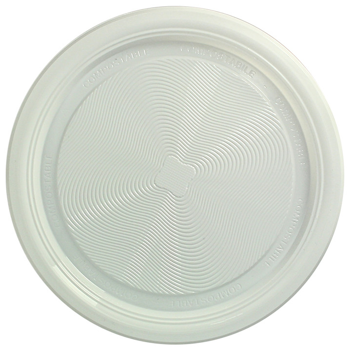 Plastic Plate PLA Flat White Ø17 cm (425 Units)