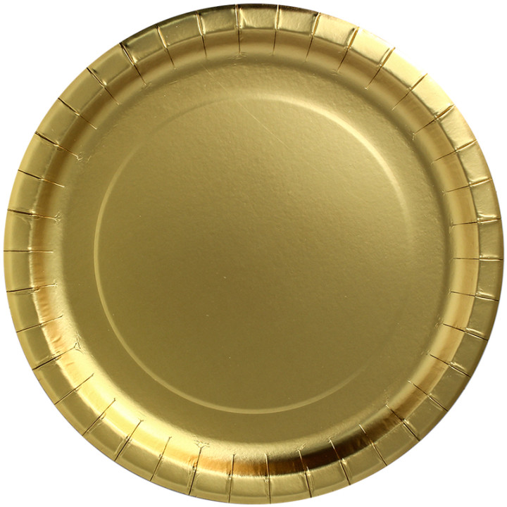 Paper Plate Round Shape "Party Shiny" Gold Ø29cm (60 Units)