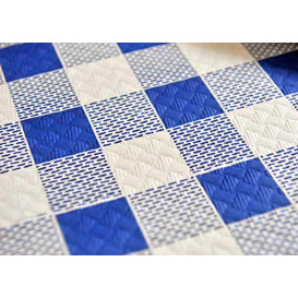Pre-Cut Paper Tablecloth Blue Checkers 40g 1,2x1,2m (300 Units)  