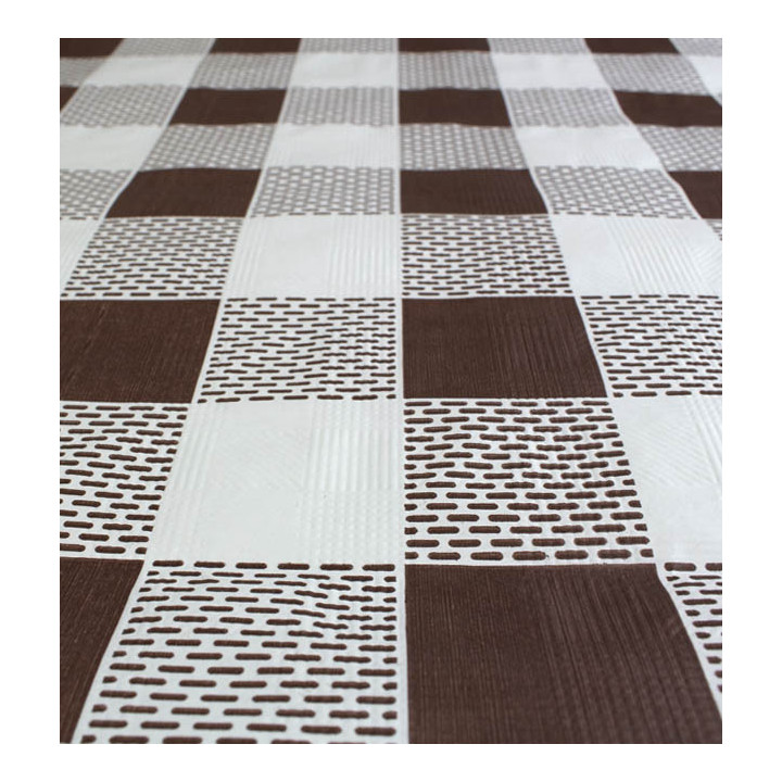 Pre-Cut Paper Tablecloth Brown Checkers 40g 1,2x1,2m (400 Units)  