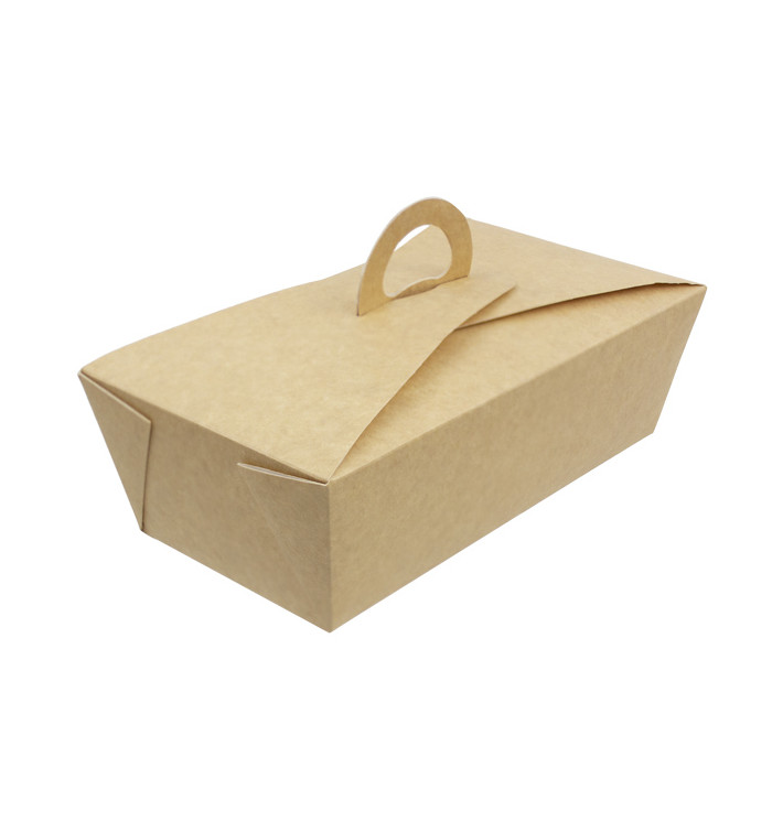 American Box with handles "Doggy Bag" Kraft 20x10x7cm (20 Units)
