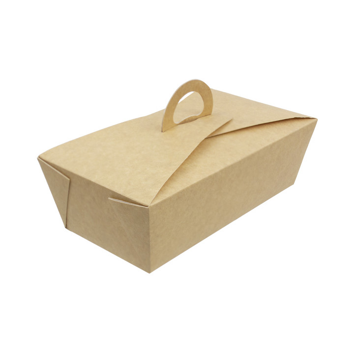 American Box with handles "Doggy Bag" Kraft 20x10x7cm (20 Units)