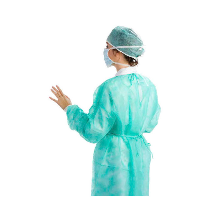 Disposable Lab Coat NonWoven Tie Belt Back Closure Green XL (10 Units) 
