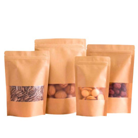 Paper Doypack Kraft with self closing and Window 12+6x20cm (1000 Units)