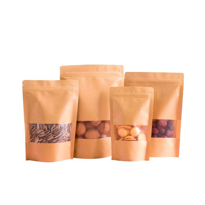 Paper Doypack Kraft with self closing and Window 20+10x30cm (50 Units)