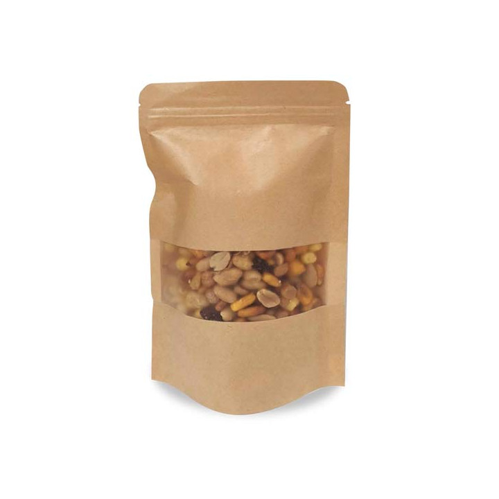 Paper Doypack Kraft with self closing and Window 25+12x35cm (50 Units)