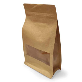 Paper StandUp Kraft with self closing and Window 25+10x35cm (50 Units)