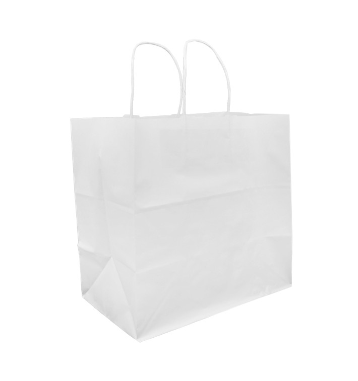 Paper Bag with Handles Kraft White 80g 30+18x29cm (25 Units) 
