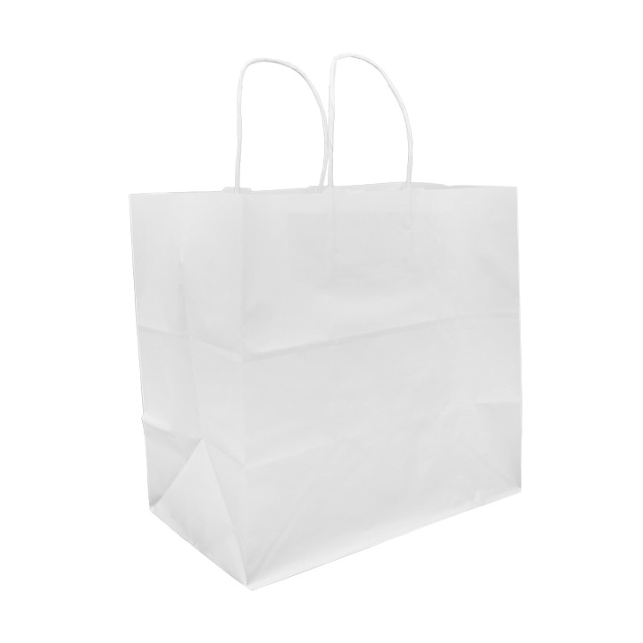 Paper Bag with Handles Kraft White 80g 30+18x29cm (200 Units)