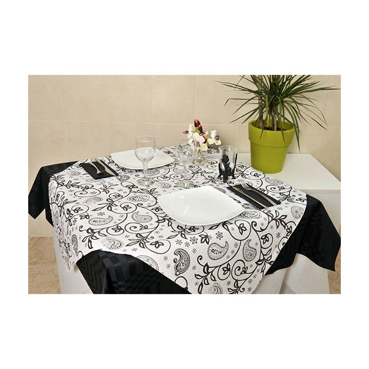 Pre-Cut Paper Tablecloth "Cachemir" Black 37g 1,2x1,2m (300 Units)  