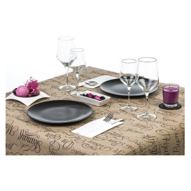 Pre-Cut Paper Tablecloth 1,2x1,2m "Buen Provecho" Kraft 1,2x1,2m (300 Units)