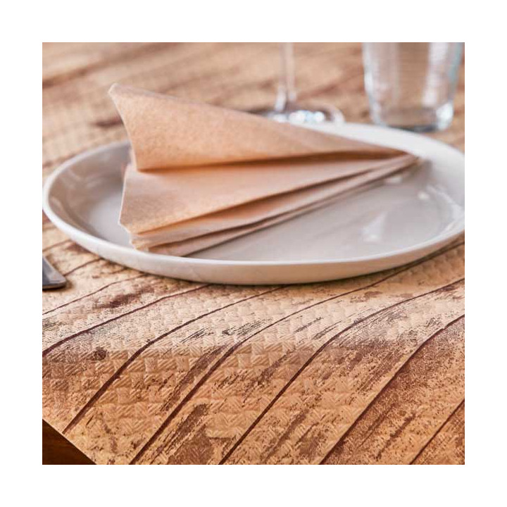 Pre-Cut Paper Tablecloth 1x1m "Wood" Kraft 1x1m (400 Units)