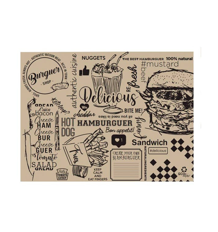 Paper Placemats 30x40cm Kraft "Burguer" 40g (1000 Units)