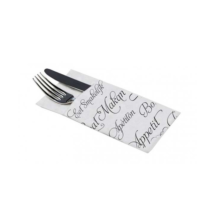Pocket Fold Paper Napkins "Enjoy your meal" 40x40cm (960 Units)