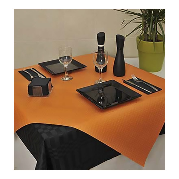 Pre-Cut Paper Tablecloth Orange 40g 1,2x1,2m (300 Units)  