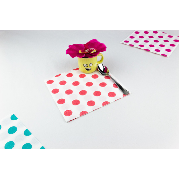 Paper Napkin Double Point "Polkadots Red" 40x40cm (50 Units) 