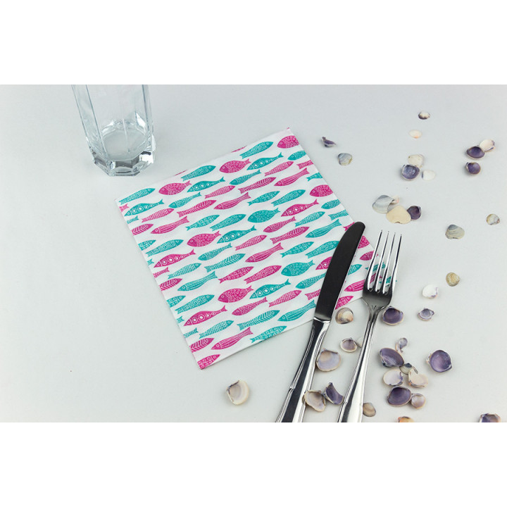 Paper Napkin Double Point "Fish" 40x40cm (600 Units) 