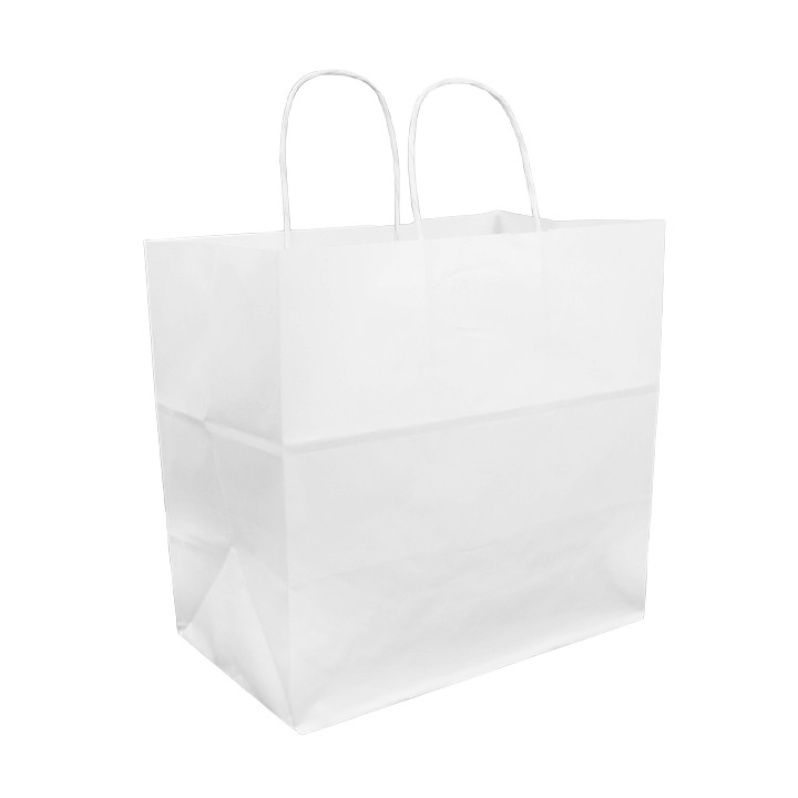 Paper Bag with Handles Kraft White 100g 30+18x29cm (200 Units) 