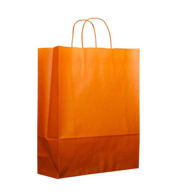 Paper Bag with Handles Orange 100g 25+11x31cm (200 Units) 