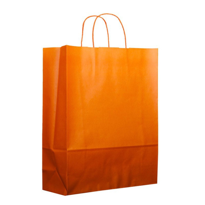 Paper Bag with Handles Orange 100g 25+11x31cm (25 Units) 