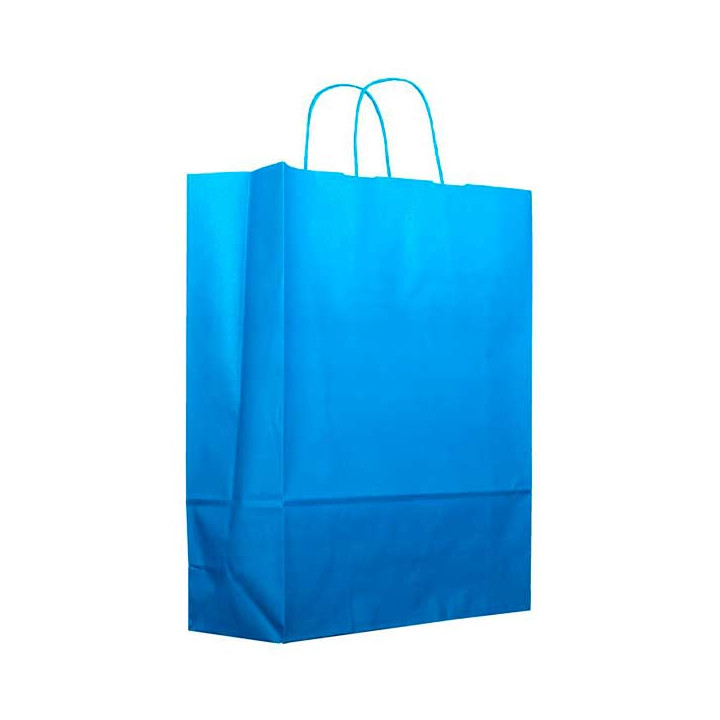Paper Bag with Handles Turquoise 80g 26+14x32cm (25 Units) 