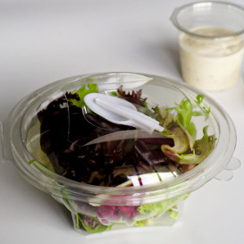 Plastic Salad Bowl APET Round shape with Spoon 250ml Ø12cm (360 Units)