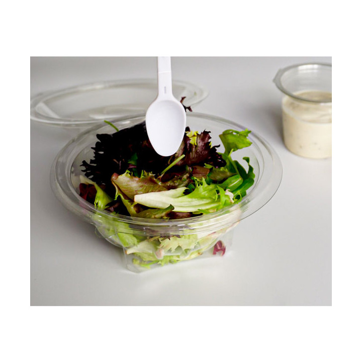 Plastic Salad Bowl APET Round shape with Spoon 250ml Ø12cm (360 Units)