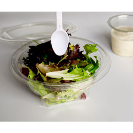 Plastic Salad Bowl APET Round shape with Spoon 500ml Ø15,6cm (60 Units)  